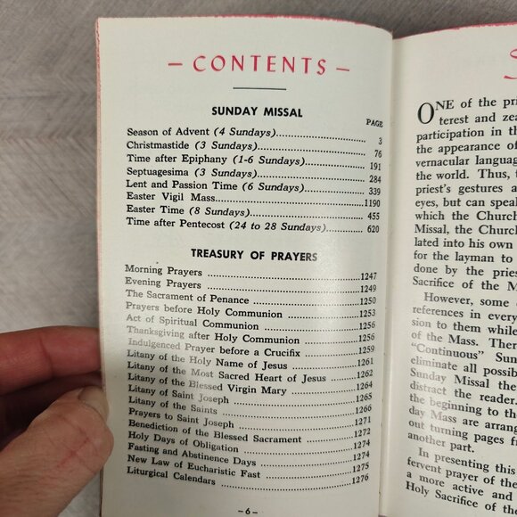 Vintage Saint Joseph Continuous Sunday Missal 1957 Treasury Of Prayers - Picture 4 of 8